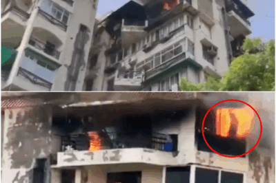 Dwarka Apartment Fire: Father-Son Duo Leap from Flat to Escape Blaze | Shocking Delhi Incident