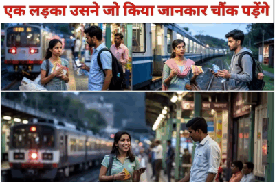 एक लड़की रास्ते में खाना लेने के लिए अकेले उतरी, ट्रेन चली गई, वह एक अनजान स्टेशन पर एक लड़के से मिली…