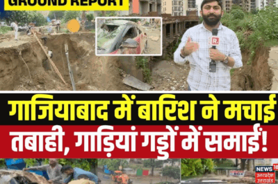 Massive Ground Collapse in Ghaziabad’s Sushant Aquapolis Society, Vehicles Damaged but No Casualties