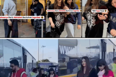 Aaradhya Bachchan Jumping with Aishwarya Rai awkwardly in Public with Abhisekh Bacchan at Airport