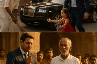 मंदिर में झाड़ू लगाते बुजुर्ग को सबने भिखारी समझा – फिर जब गेट पर Rolls Royce रुकी