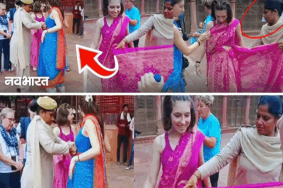 Heartwarming Moment: UP Policewoman Helps Italian Tourists Wear Saree at Taj Mahal