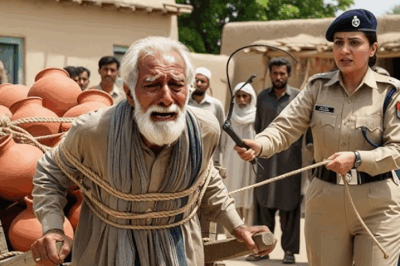 देखो पुलिस इंस्पेक्टर ने मिट्टी के बर्तन बेचने वाले बूढ़े आदमी के साथ क्या किया?