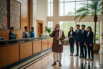 किसान और पाँच सितारा होटल की सीख  नई दिल्ली की दोपहर थी। शहर की सबसे आलीशान पाँच सितारा होटल की चमचमाती लॉबी में एक पचास वर्षीय किसान धीरे-धीरे कदम रखते हुए दाखिल हुआ। उसकी त्वचा पंजाब की धूप और हवा से झुलसकर साँवली हो चुकी थी। उसने एक साधारण भूरा कुर्ता पहन रखा था जिस पर धूल के हल्के धब्बे थे, और पैरों में पुराने रबर के सैंडल थे। देखने से ही साफ़ था कि वह गाँव का मेहनतकश आदमी है।  किसान सीधा रिसेप्शन डेस्क के पास गया और सरलता से बोला— “बेटा, मैं एक रात के लिए कमरा किराए पर लेना चाहता हूँ।”
