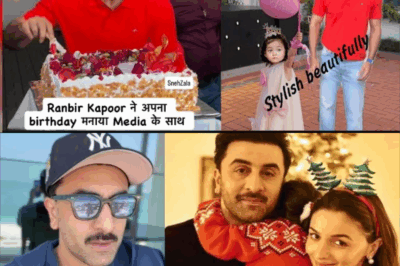 Ranbir Kapoor with daughter Raha Kapoor celebrating paapa 43rd birthday outside house with media!!