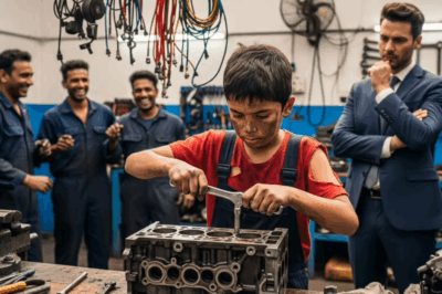 अगर आप मुझे खाना देंगे… मैं इंजन ठीक कर दूँगा!” — 12 साल के बच्चे ने अरबपति को रुला दिया 😭🔥