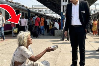 बेटा 3 साल बाद DM. बनकर लौटा तो देखा बूढी माँ रेलवे स्टेशन पर भीख मांग रही है — फिर आगे जो हुआ…
