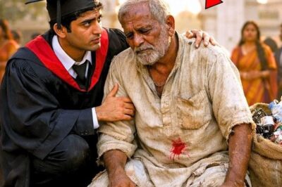 बेटे के दीक्षांत समारोह में कबाड़ बीनने वाले पिता को रोका गया, फिर डीन खुद बाहर आए—जो हुआ